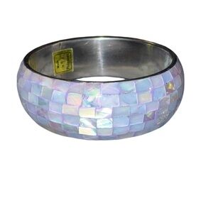 Women’s Pearlescent Textured Large Bangle Bracelet. Super Cool And Shimmery.